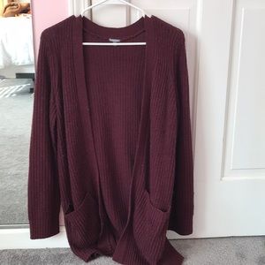 maroon cardigan